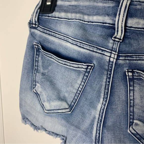 Blue Desire Mid Rise Star Embroidered Denim Jean Shorts - Picture 7 of 12